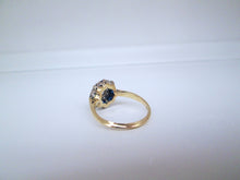 Load image into Gallery viewer, 1970s 18ct Yellow Gold Old Cut Diamond &amp; Sapphire Cluster Ring
