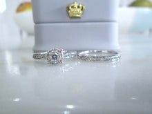 Load image into Gallery viewer, 9ct White Gold Diamond Cluster Eternity Engagement Wedding Ring Set
