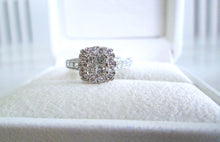 Load image into Gallery viewer, 9ct White Gold Princess &amp; Brilliant Cut Diamond Halo Cluster Ring
