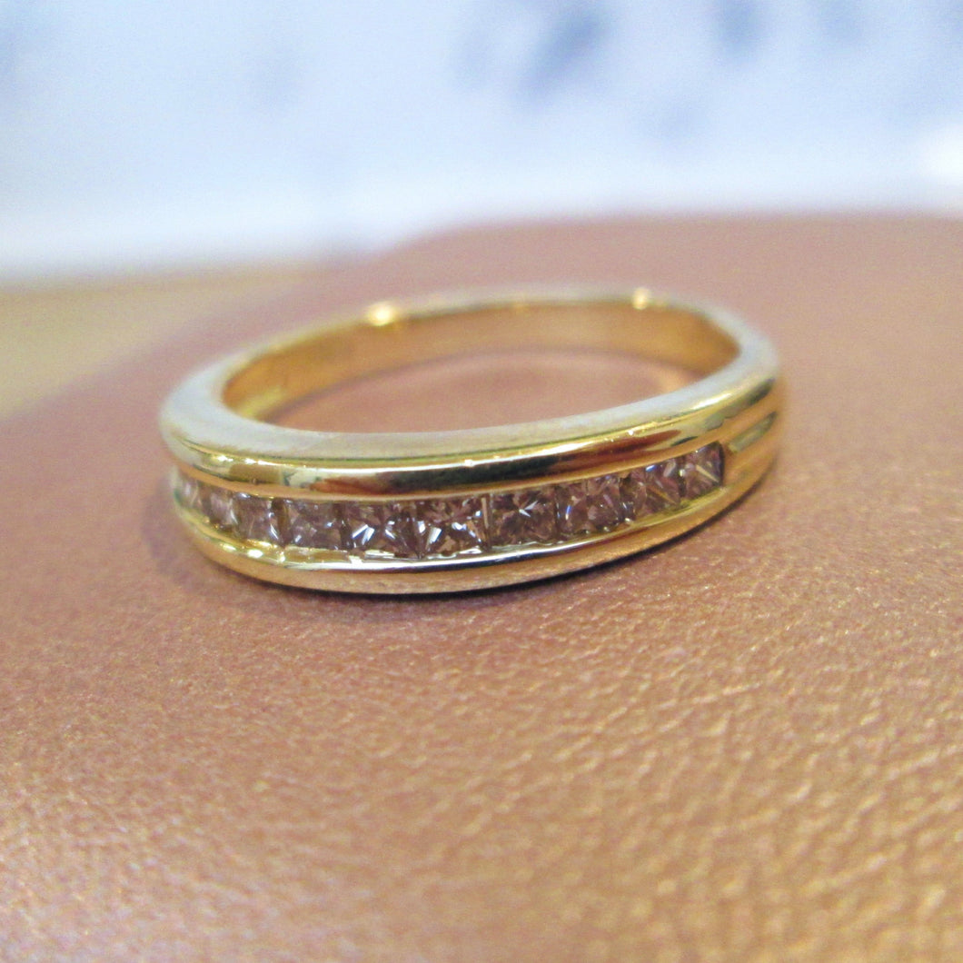 18ct Yellow Gold Channel Set Princess Cut Diamond Eternity Ring