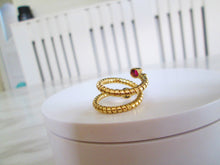 Load image into Gallery viewer, 18ct Yellow Gold Ruby Sapphire &amp; Diamond Spiral Snake Flexible Ring
