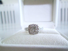 Load image into Gallery viewer, 9ct White Gold Princess &amp; Brilliant Cut Diamond Halo Cluster Ring
