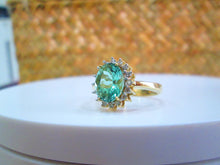 Load image into Gallery viewer, 18ct Yellow Gold Paraiba Tourmaline &amp; Diamond Halo Cluster Ring
