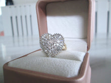 Load image into Gallery viewer, 18ct Yellow Gold 2.00ct Round Brilliant Baguette Cut Diamond Cluster Heart Ring
