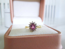 Load image into Gallery viewer, 18ct Yellow Gold Oval Cut Pink Sapphire &amp; Diamond Cluster Halo Ring
