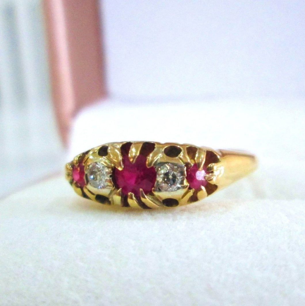 18ct Yellow Gold Ruby & Old European Cut Diamond Eternity Ring