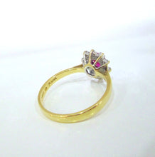 Load image into Gallery viewer, 18ct Yellow Gold Ruby &amp; Brilliant Cut Diamond Cluster Halo Ring
