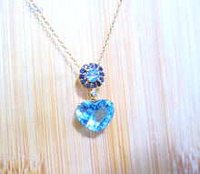Load image into Gallery viewer, 9ct Yellow Gold Heart Cut Topaz &amp; Amethyst &amp; Diamond Pendant Necklace
