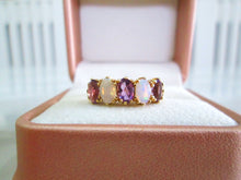 Load image into Gallery viewer, 1970s 9ct Yellow Gold Oval Cut Amethyst &amp; Opal Eternity Ring
