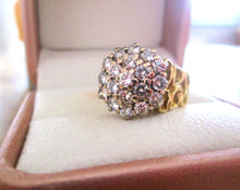 Load image into Gallery viewer, Heavy 14ct Yellow Gold 2.00ct Large Brilliant Cut Diamond Cluster Ring
