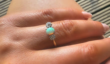 Load image into Gallery viewer, 18ct Yellow Gold &amp; Platinum Opal &amp; Diamond Trilogy Ring
