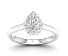 Load image into Gallery viewer, 18ct White Gold .52ct Diamond Halo Pear Shaped Cluster Ring
