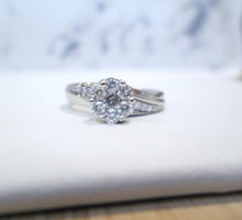 Load image into Gallery viewer, 9ct White Gold Brilliant Cut Diamond Daisy Cluster Ring
