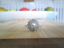 Load image into Gallery viewer, Art Deco French 18ct White Gold &amp; Platinum Pearl &amp; Rose Cut Diamond Cluster Ring
