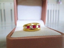 Load image into Gallery viewer, 18ct Yellow Gold Ruby &amp; Diamond Channel Set Chunky Half Eternity Ring

