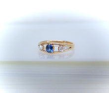 Load image into Gallery viewer, Antique 18ct Yellow Gold Sapphire &amp; Diamond Trilogy Ring
