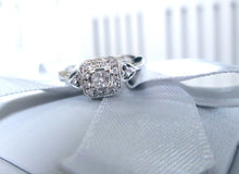 Load image into Gallery viewer, 14ct White Gold Princess Cut Diamond Halo Cluster Ring
