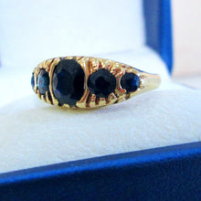 Load image into Gallery viewer, 1970s 9ct Yellow Gold Blue Sapphire Eternity Ring
