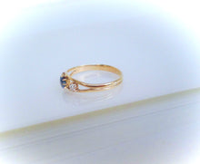 Load image into Gallery viewer, Antique 18ct Yellow Gold Sapphire &amp; Diamond Trilogy Ring
