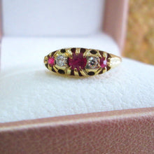 Load image into Gallery viewer, 18ct Yellow Gold Ruby &amp; Old European Cut Diamond Eternity Ring
