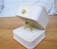 Load image into Gallery viewer, 18ct Yellow Gold Oval &amp; Brilliant Cut Emerald &amp; Diamond Trilogy Ring
