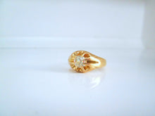 Load image into Gallery viewer, Edwardian 18ct Yellow Gold Old Mine Cut Diamond Solitaire Gypsy Signet Ring

