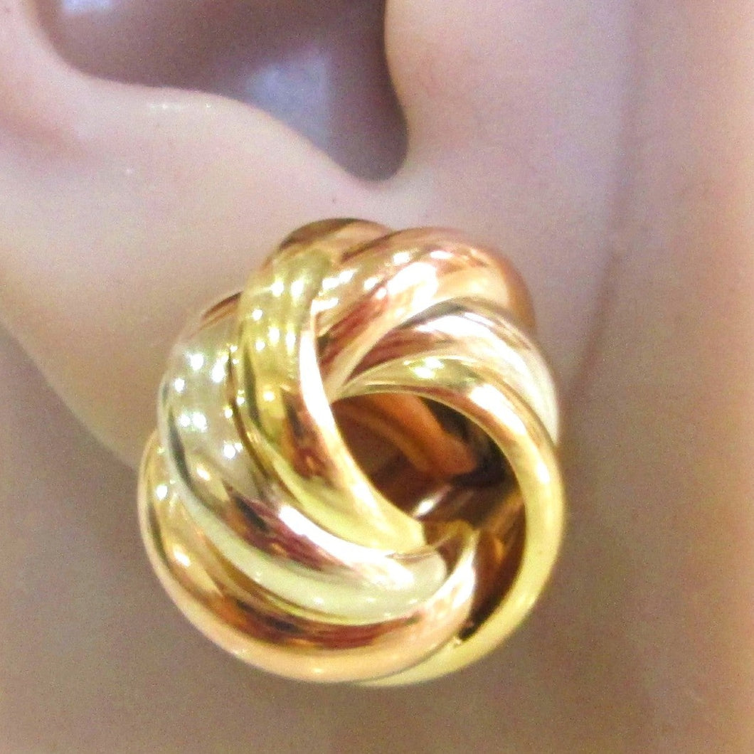 18ct Yellow & Rose Gold Heavy Large Knot Stud Earrings