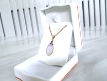 Load image into Gallery viewer, 9ct Yellow Gold Opal &amp; Ruby Pendant Lariat Chain Necklace
