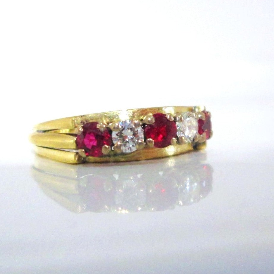 1970's 18ct Yellow Gold Ruby & Brilliant Cut Diamond Eternity Ring