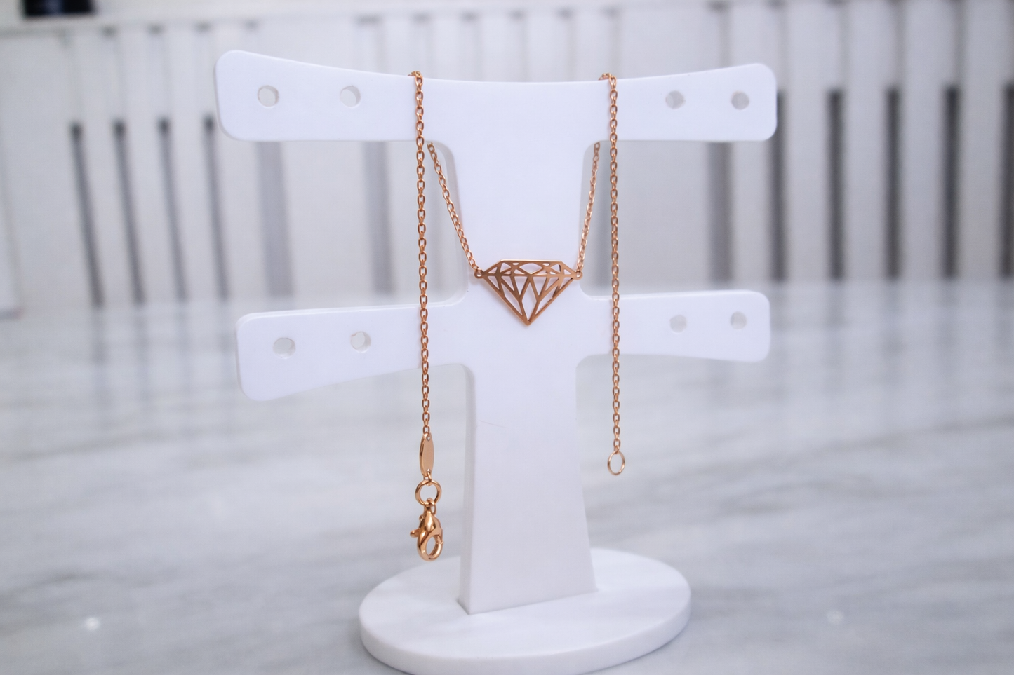 Beaverbrooks Fine 9ct Solid Rose Gold Diamond Motif Geometric Diamond Bracelet