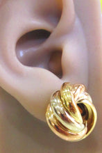 Load image into Gallery viewer, 18ct Yellow &amp; Rose Gold Heavy Large Knot Stud Earrings
