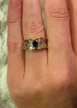 Load image into Gallery viewer, 18ct Yellow Gold Sapphire &amp; Diamond Solitaire Cluster Ring
