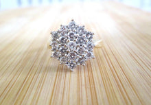 Load image into Gallery viewer, 18ct Yellow Gold 1.00ct Round Brilliant Cut Natural Diamond Cluster Flower Ring
