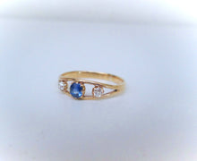 Load image into Gallery viewer, Antique 18ct Yellow Gold Sapphire &amp; Diamond Trilogy Ring

