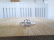 Load image into Gallery viewer, 18ct White Gold .70ct Radiant Cut Diamond Halo Engagement Ring

