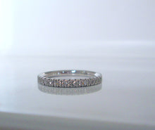 Load image into Gallery viewer, Platinum Brilliant Cut Diamond Half Eternity Slim Wedding Stacking Band Ring
