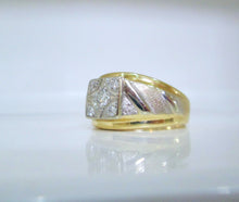 Load image into Gallery viewer, 9ct Yellow Gold Heavy Brilliant Cut Diamond Cluster Men&#39;s Chunky Ring
