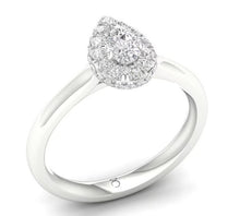 Load image into Gallery viewer, 18ct White Gold .52ct Diamond Halo Pear Shaped Cluster Ring
