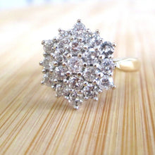 Load image into Gallery viewer, 18ct Yellow Gold 1.00ct Round Brilliant Cut Natural Diamond Cluster Flower Ring
