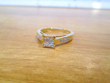 Load image into Gallery viewer, 10ct Yellow Gold Illusion Bezel Set Princess Cut Diamond Cluster Ring
