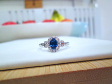 Load image into Gallery viewer, Le Vian 14ct White Gold Sapphire &amp; Diamond Cluster Halo Engagement Ring
