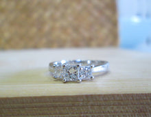 Load image into Gallery viewer, Platinum Princess Cut Natural Three Stone .50ct Diamond Trilogy Engagement Ring
