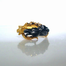 Load image into Gallery viewer, 1980&#39;s 18ct Yellow &amp; Black Gold Carrera Y Carrera Stallion Horse Diamond Ring
