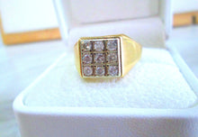 Load image into Gallery viewer, 9ct Yellow Gold Brilliant Cut Diamond Cluster Signet Men&#39;s Ring
