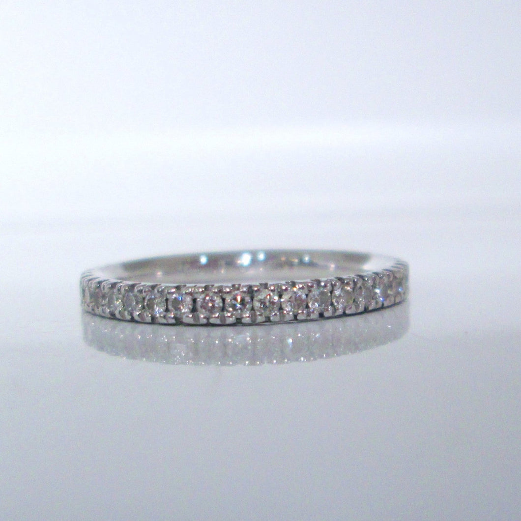 Platinum Brilliant Cut Diamond Half Eternity Slim Wedding Stacking Band Ring