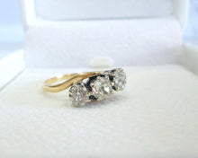 Load image into Gallery viewer, 18ct Yellow Gold 1.25ct Old Mine Cut Diamond Trilogy Bypass Ring
