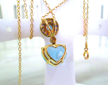 Load image into Gallery viewer, 9ct Yellow Gold Heart Cut Topaz &amp; Amethyst &amp; Diamond Pendant Necklace
