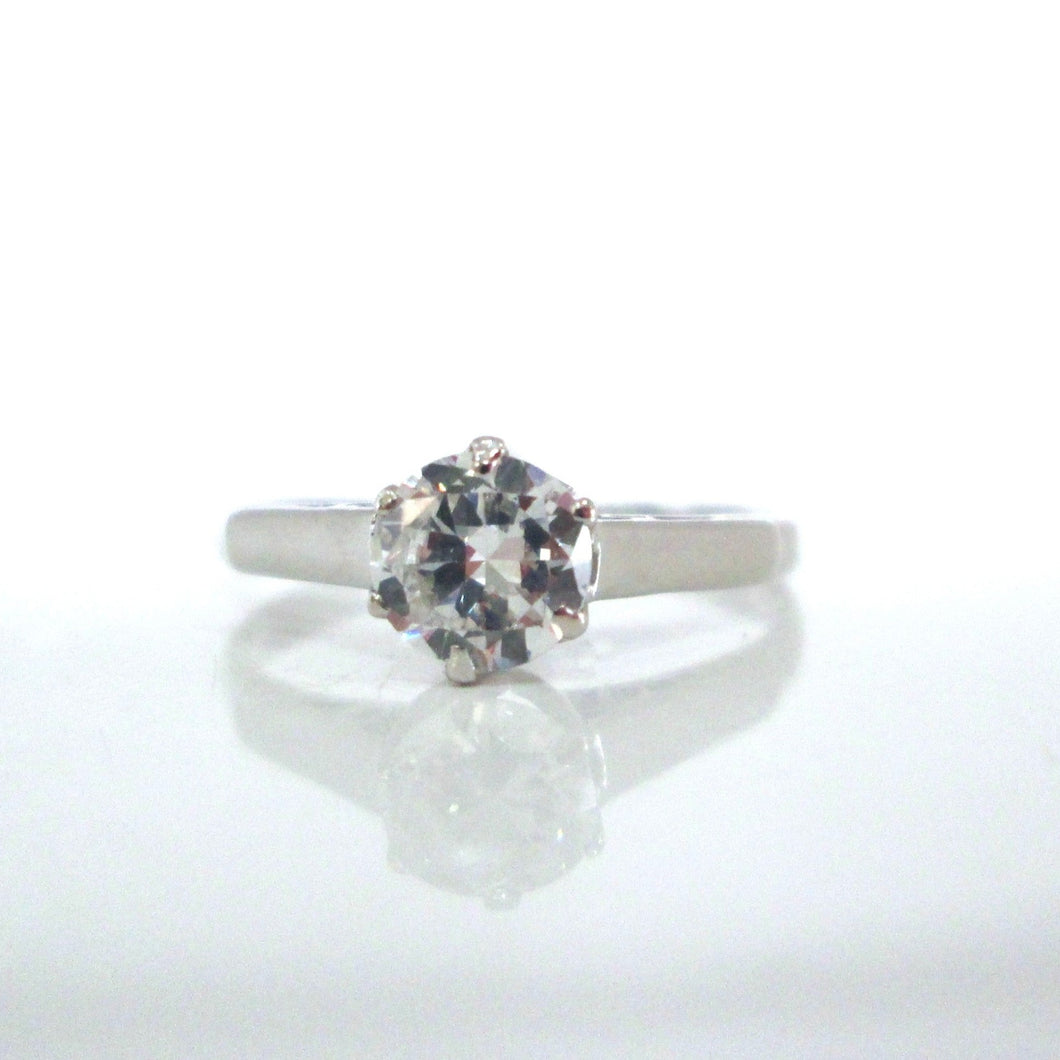 1920's 18ct White Gold .50ct Transitional Cut Diamond Solitaire Ring