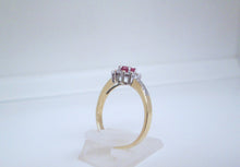 Load image into Gallery viewer, 1980s 9ct Yellow &amp; White Gold Ruby &amp; Diamond Cluster Ring
