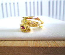 Load image into Gallery viewer, 18ct Yellow Gold Marquise Cut Ruby &amp; Diamond Serpent Snake Ring
